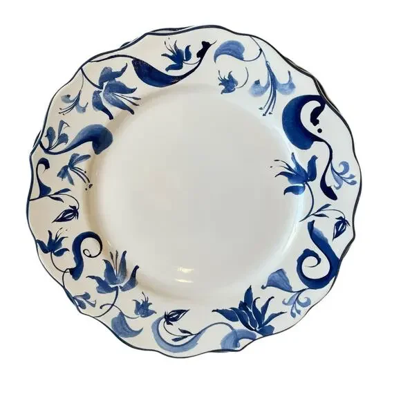 New 222 Fifth AYLA Blue Floral Porcelain 12in Dinner Plates